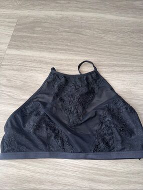Sheer Lace High-Neck Bralette - Black